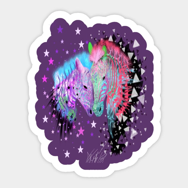 Colorful Rainbow Zebra Animal Head Print Sticker by starchildsdesigns